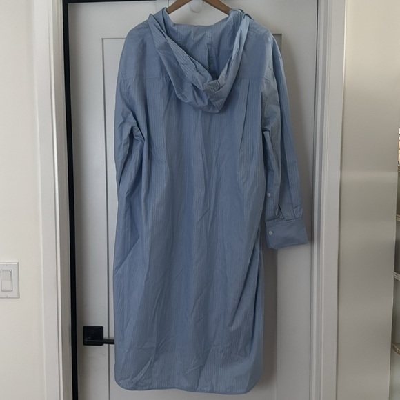 Zara oversized hooded poplin dress Size Medium NWT striped blue - Picture 8 of 8